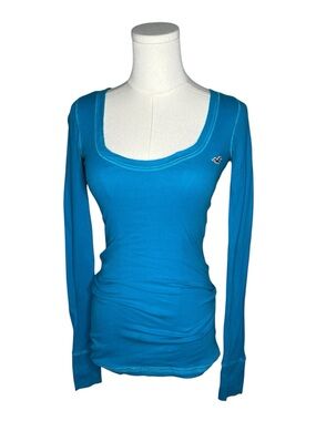 Y2K Hollister Bright Blue So Cal Stretch Fitted Long Sleeve Shirt Bella Swan